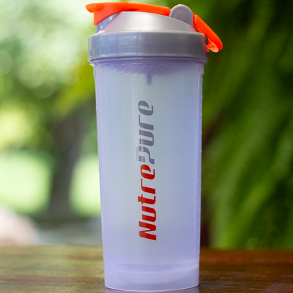 Coqueteleira 600ml - Cinza c/ Laranja