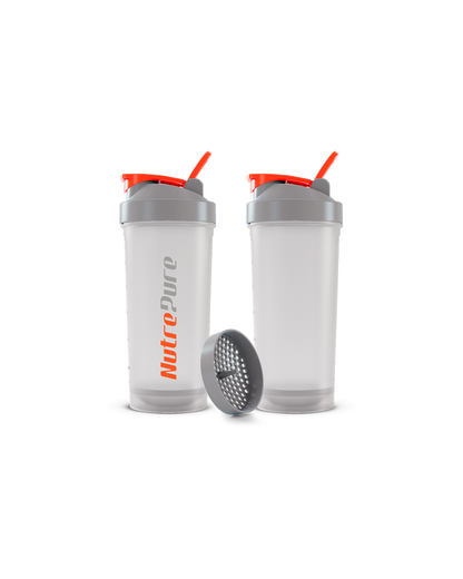 Coqueteleira 600ml - Cinza c/ Laranja